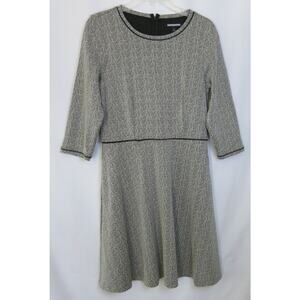 BANANA REPUBLIC Dress Size 10 Women Herringbone Long Sleeve Black White Office